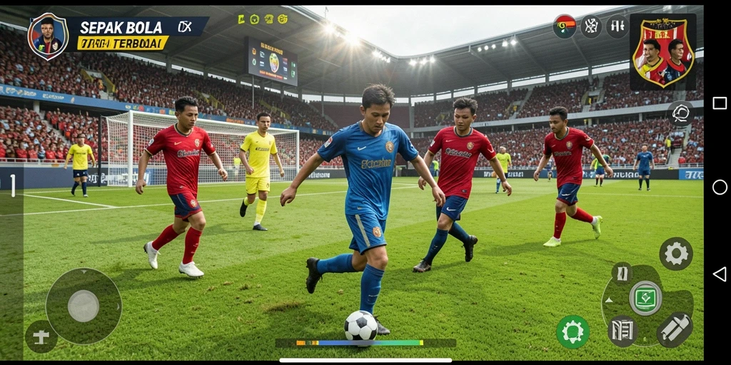 Tampilan gameplay yang menakjubkan dalam pertandingan sepak bola.