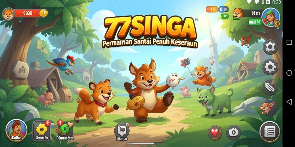 Tampilan gameplay menarik dari 77SINGA yang penuh warna.
