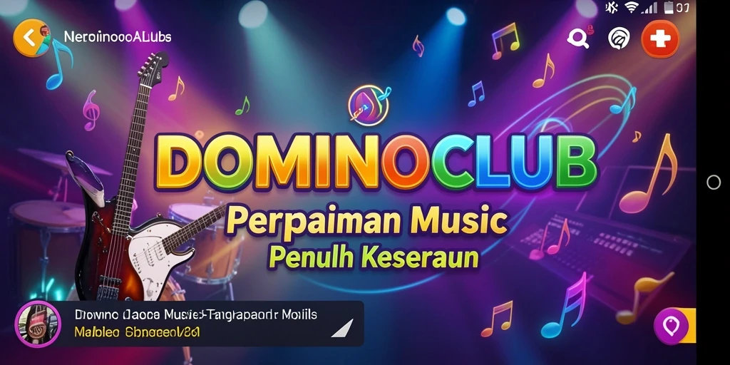 Screenshot menampilkan gameplay seru dari DOMINOCLUB yang penuh musik.