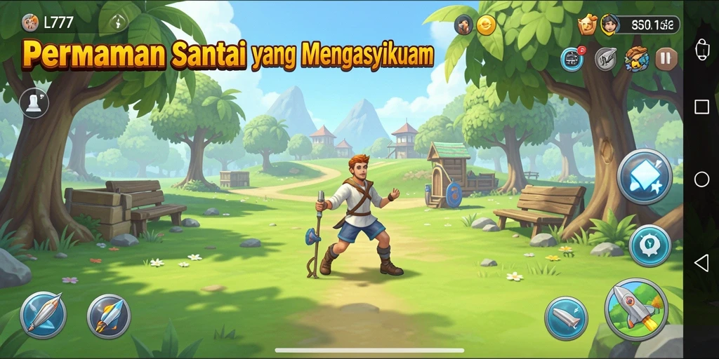 Tampilan gameplay L777 yang menyenangkan dan penuh warna.