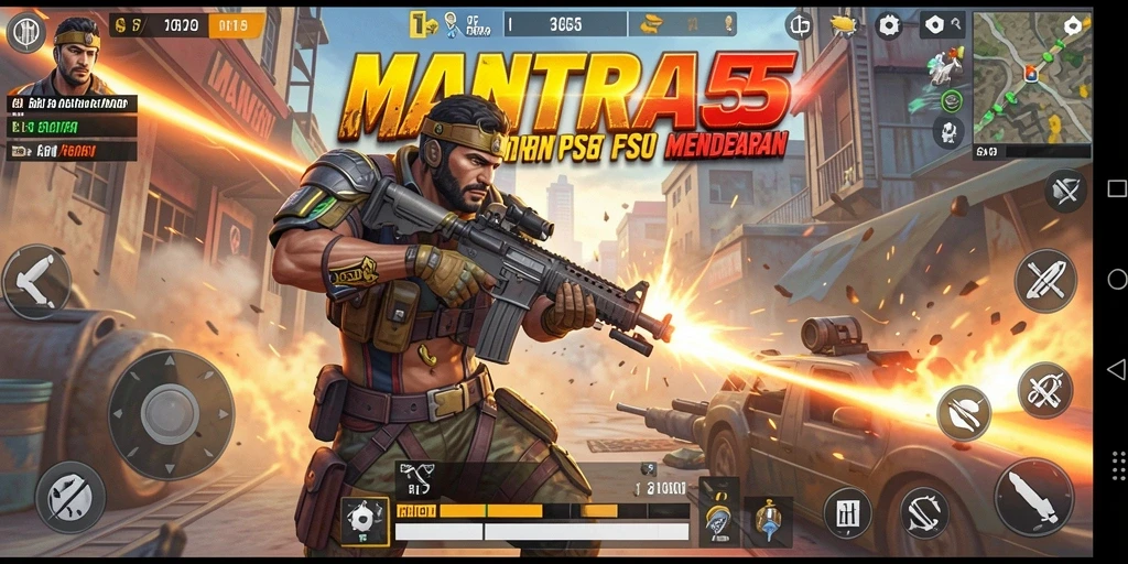 Gameplay seru dan intens dari MANTRA55 di medan perang FPS.