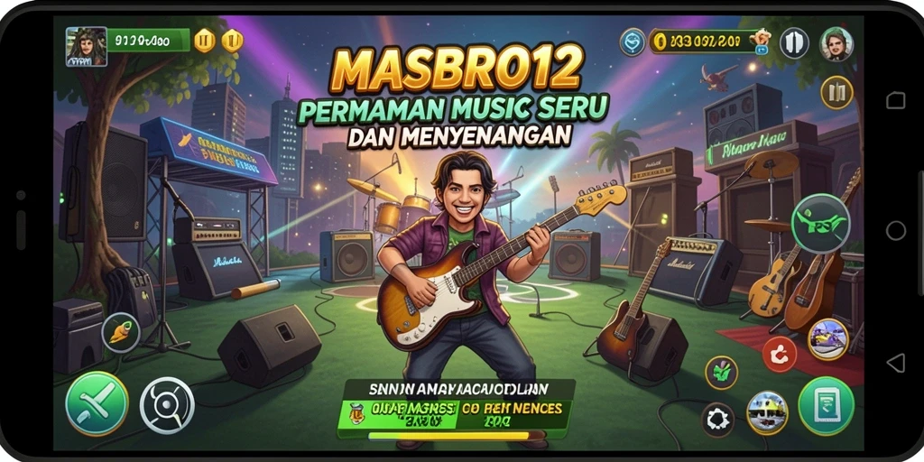 Tampilan gameplay menarik dari MASBRO12 dengan berbagai alat musik.