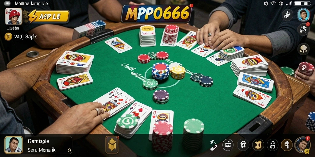 Screenshot MPO666 menampilkan pemain yang sedang bersaing dalam permainan Gaple.