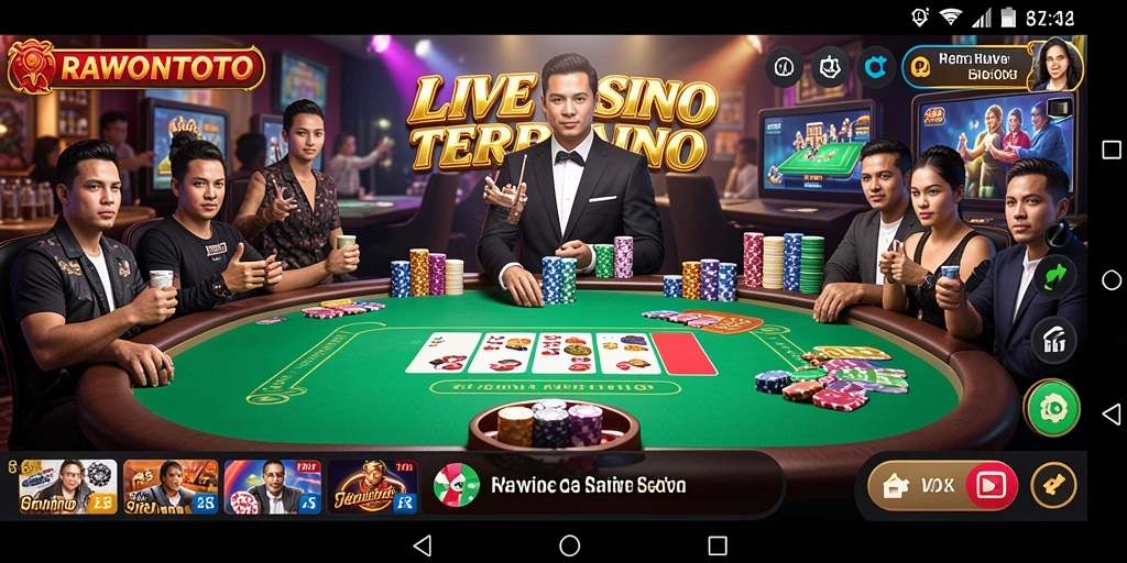 Screenshot menunjukkan gameplay Live Casino yang mendebarkan di RAWONTOTO.