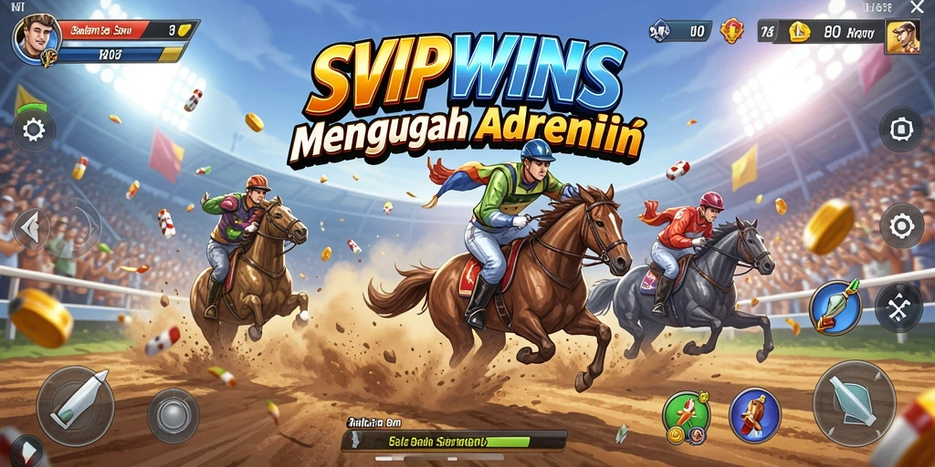 Screenshot gameplay SVIPWINS menunjukkan balapan yang mendebarkan dan penuh aksi.