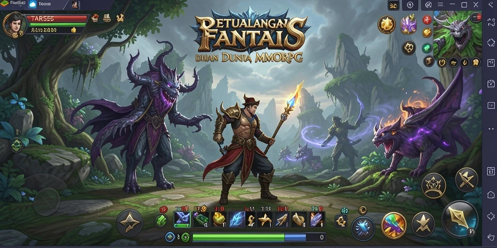Tangkapan layar TAR555 menampilkan aksi seru di dunia MMORPG yang megah.