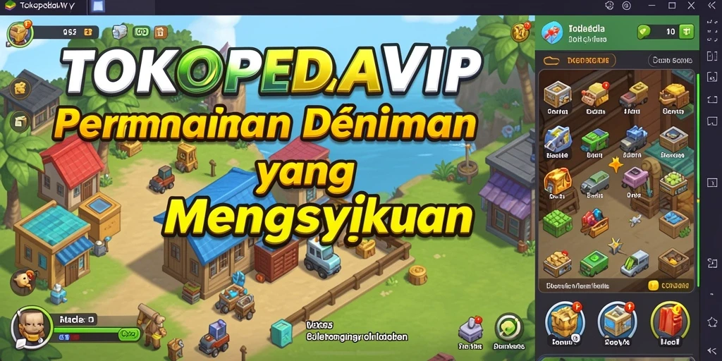 Tangkapan layar permainan TOKOPEDIAVIP menampilkan aksi pengelolaan toko yang mengasyikkan.